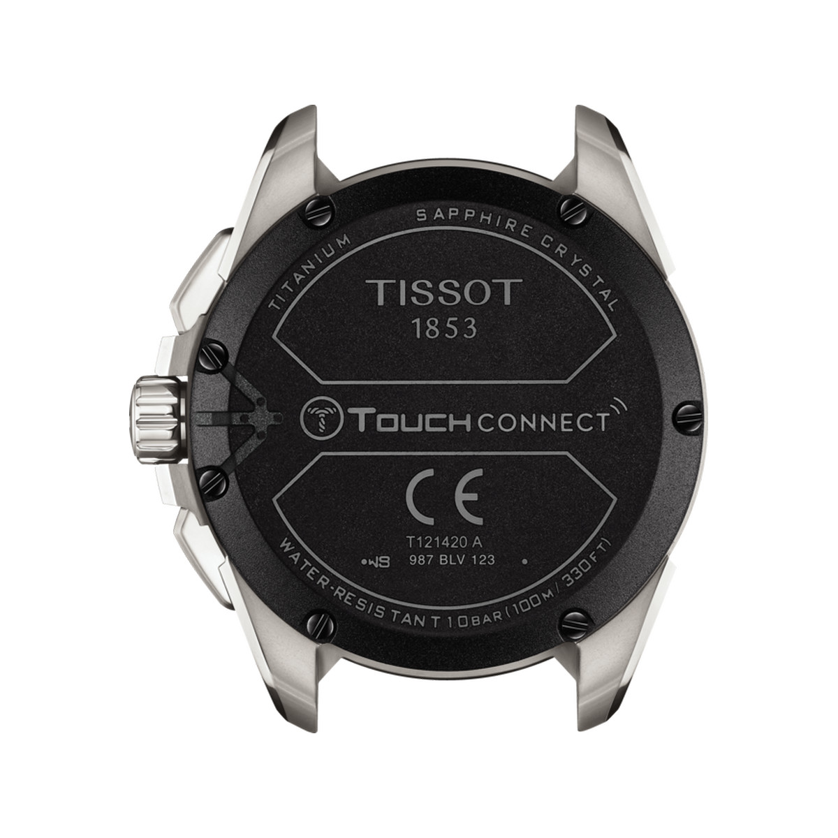 Montre Tissot T-Touch Connect Solar Homme titane bracelet caoutchouc rouge - vue 3