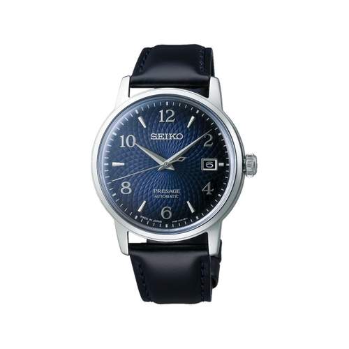 Seiko Presage automatisch herenhorloge staal leer blauw