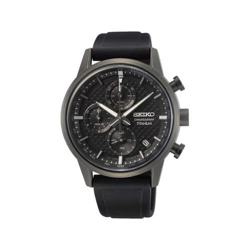 Montre Seiko homme chronographe titane silicone noir