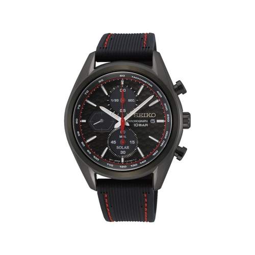 Montre Seiko homme chronographe acier silicone noir