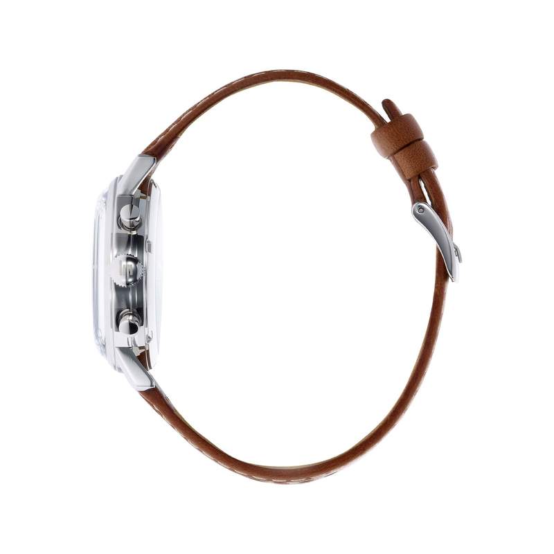 Montre Lip homme chronographe acier cuir marron - vue 2