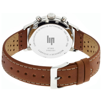 Lip heren chronograaf stalen horloge bruin leer