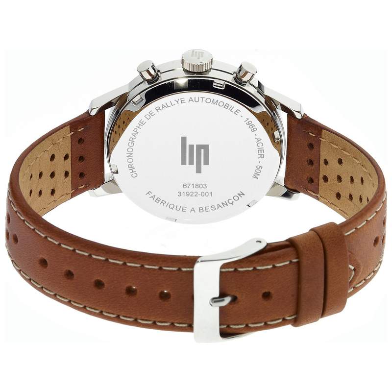 Montre Lip homme chronographe acier cuir marron - vue 3