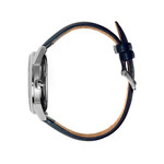 Lip herenhorloge automatisch staal blauw leer - afbeelding 2