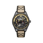 Montre AVI-8 homme automatique acier cuir et nylon marron. - vue 1