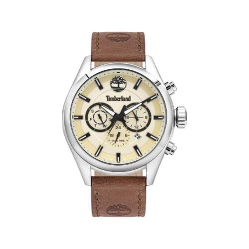 Timberland herenhorloge van staalbruin leer