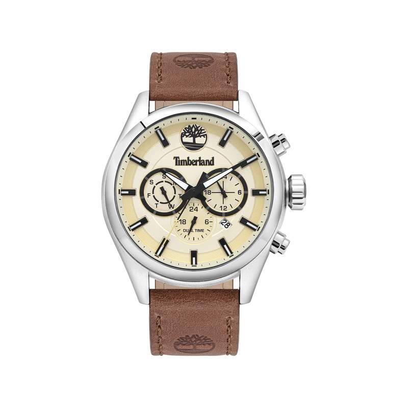 Montre Timberland homme acier cuir marron - vue 1