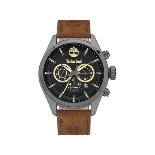 Montre Timberland homme acier cuir marron