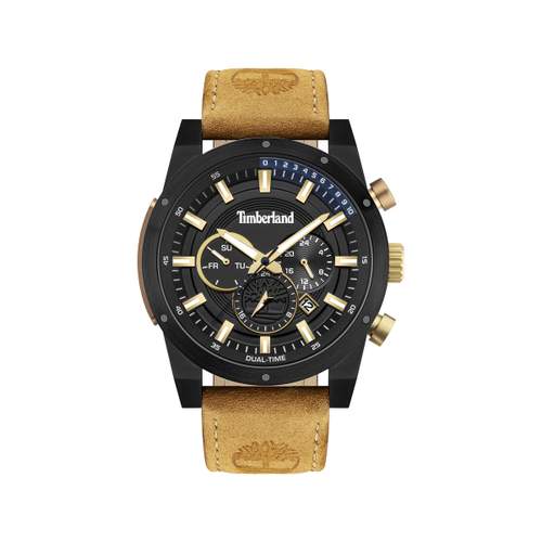 Timberland men's brown leather steel watch