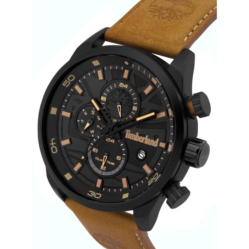 Montre Timberland homme acier cuir marron - vue D1