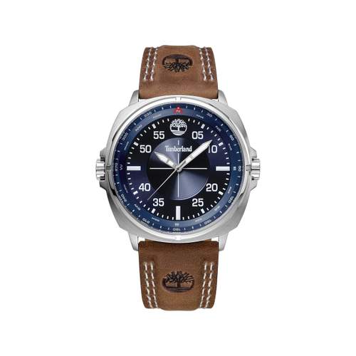 Montre Timberland homme acier cuir marron