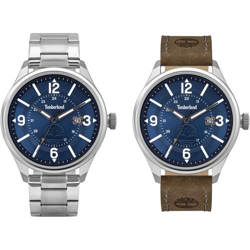 Montre Timberland homme acier et cuir marron