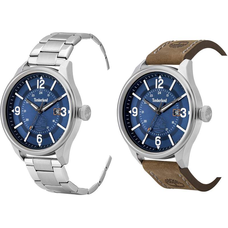 Montre Timberland homme acier et cuir marron - vue 2