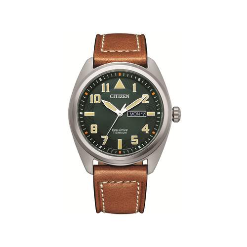 Montre Citizen homme Eco-Drive super titanium cuir marron