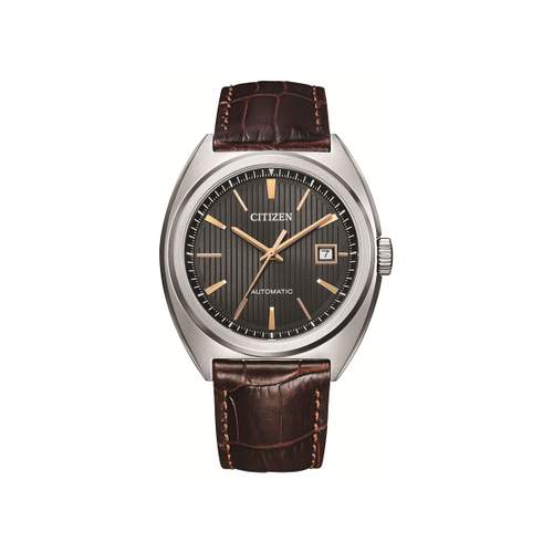 Citizen Men's Automatic Watch in Steel with Brown Leather Strap