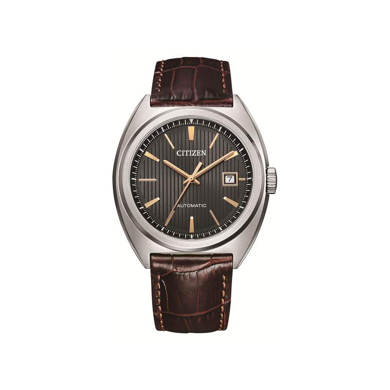 Montre Citizen homme automatique acier cuir marron - vue 1