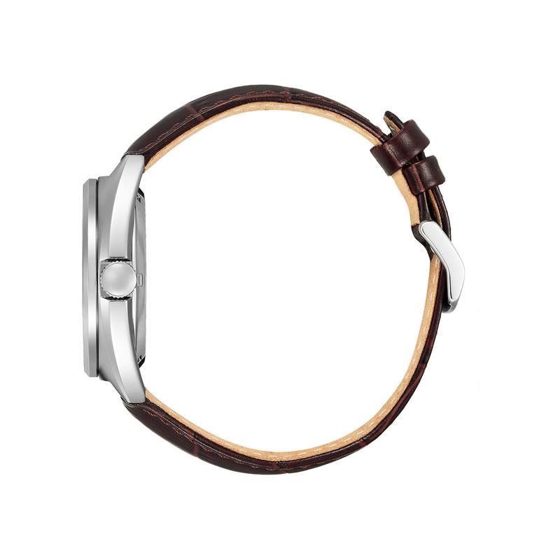 Montre Citizen homme automatique acier cuir marron - vue 2