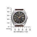 Montre Citizen homme automatique acier cuir marron - vue D2