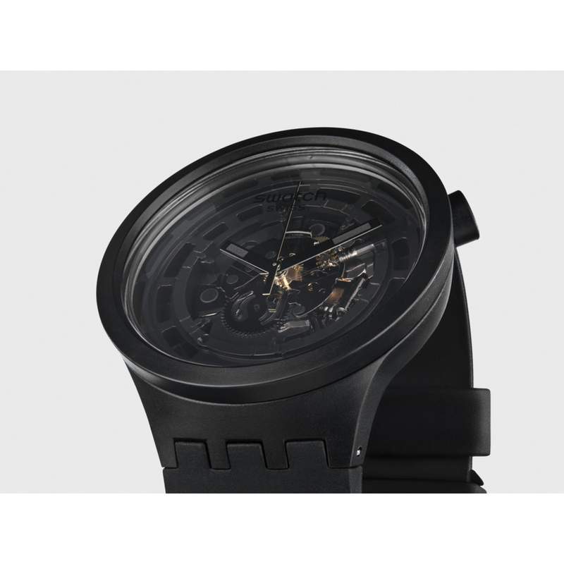 Montre Swatch mixte matériau biosourcé noir - vue D2