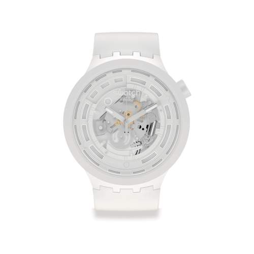 Montre Swatch mixte matériau biosourcé blanc