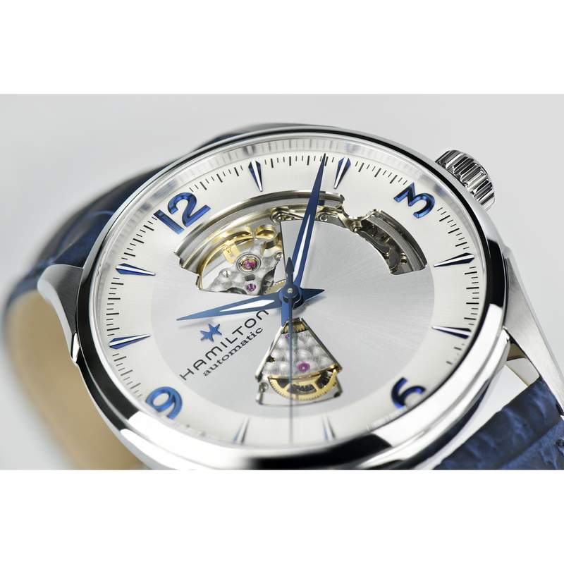 Montre Hamilton homme automatique acier cuir bleu - vue D1