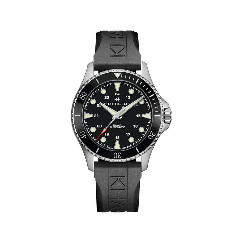 Montre Hamilton homme automatique acier caoutchouc noir - vue 1