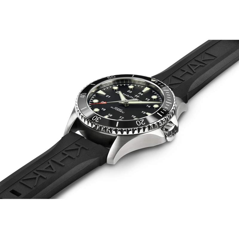 Montre Hamilton homme automatique acier caoutchouc noir - vue 2
