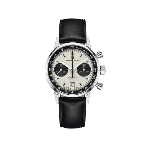 Montre Hamilton homme automatique chronographe acier cuir noir