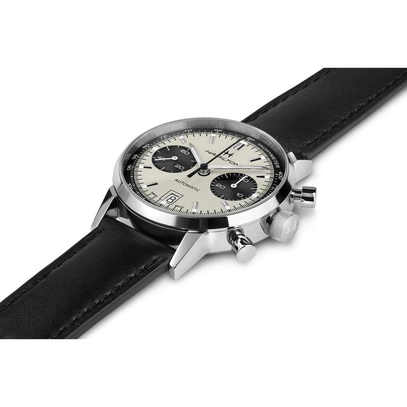 Montre Hamilton homme automatique chronographe acier cuir noir - vue 2