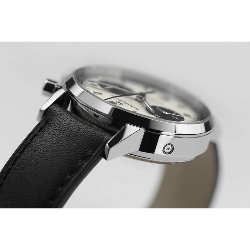 Montre Hamilton homme automatique chronographe acier cuir noir - vue D2