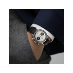 Montre Hamilton homme automatique chronographe acier cuir noir - vue porté 1
