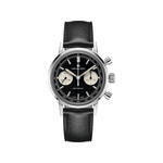 Montre Hamilton homme mécanique chronographe acier cuir noir - vue 1
