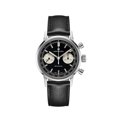 Montre Hamilton homme mécanique chronographe acier cuir noir