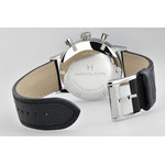 Montre Hamilton homme mécanique chronographe acier cuir noir - vue 3