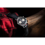 Montre Hamilton homme mécanique chronographe acier cuir noir - vue D3