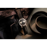 Montre Hamilton homme mécanique chronographe acier cuir noir - vue D4