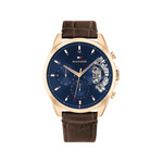 Montre Tommy Holfiger acier doré rose cuir marron - vue 1