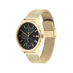 Montre Tommy Hilfiger homme acier doré jaune maille milanaise - vue 2