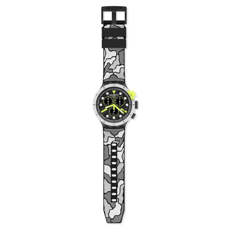 Montre Swatch mixte silicone plastique gris - vue D1