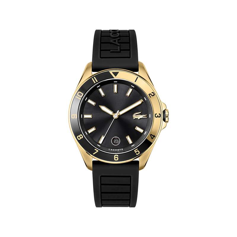 Montre Lacoste homme acier doré silicone noir - vue 1
