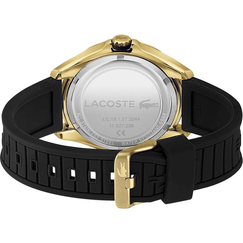 Montre Lacoste homme acier doré silicone noir - vue 3