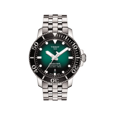 Montre TISSOT T-SPORT SEASTAR 1000 POWERMATIC 80 homme automatique cadran vert bracelet acier inoxydable
