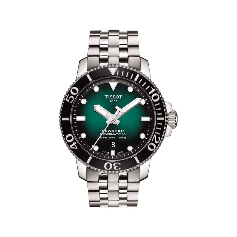 Montre TISSOT T-SPORT SEASTAR 1000 POWERMATIC 80 homme automatique cadran vert bracelet acier inoxydable - vue 1