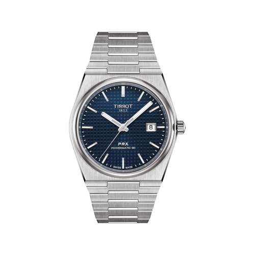 TISSOT T-CLASSIC PRX POWERMATIC 80 automatic men's watch blue dial stainless steel bracelet