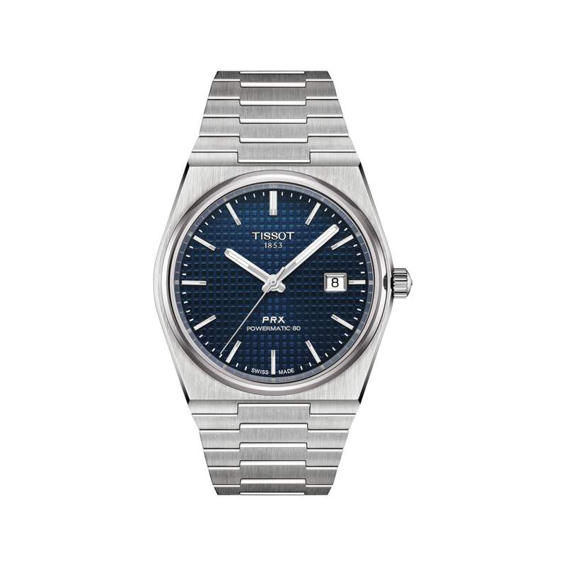 Montre TISSOT T-CLASSIC PRX POWERMATIC 80 homme automatique cadran bleu bracelet acier inoxydable - vue 1