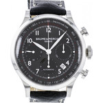 Montre d'occasion Baume et Mercier Capeland homme chronographe acier  bracelet cuir noir - vue 1