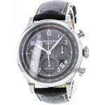 Montre d'occasion Baume et Mercier Capeland homme chronographe acier  bracelet cuir noir - vue D1