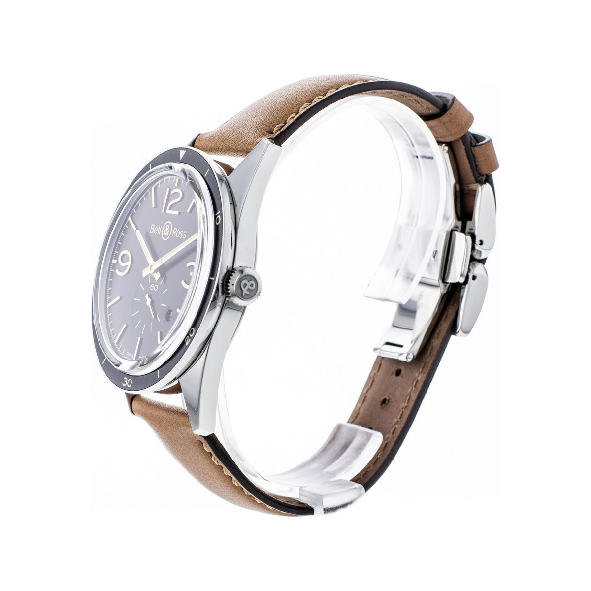 Montre d'occasion BELL&ROSS Golden Heritage homme automatique acier bracelet cuir marron - vue 2