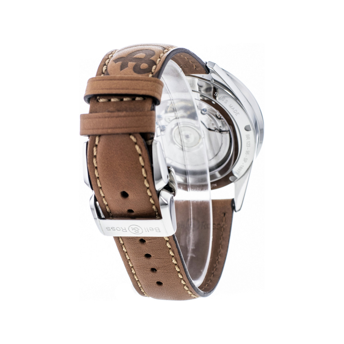 Montre d'occasion BELL&ROSS Golden Heritage homme automatique acier bracelet cuir marron - vue 3