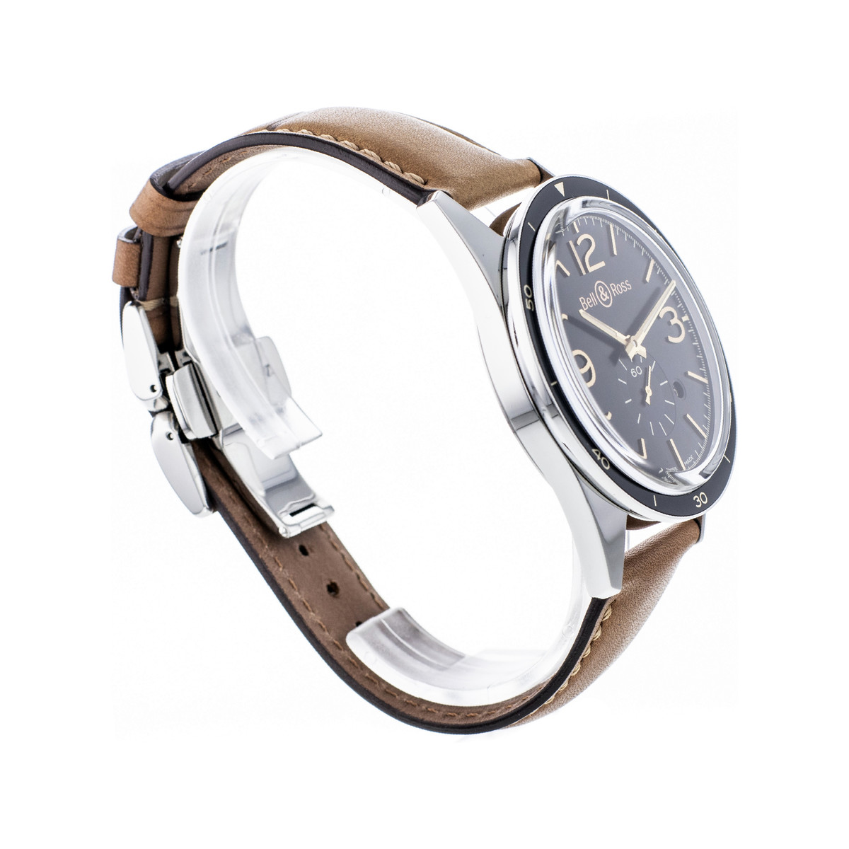 Montre d'occasion BELL&ROSS Golden Heritage homme automatique acier bracelet cuir marron - vue 4